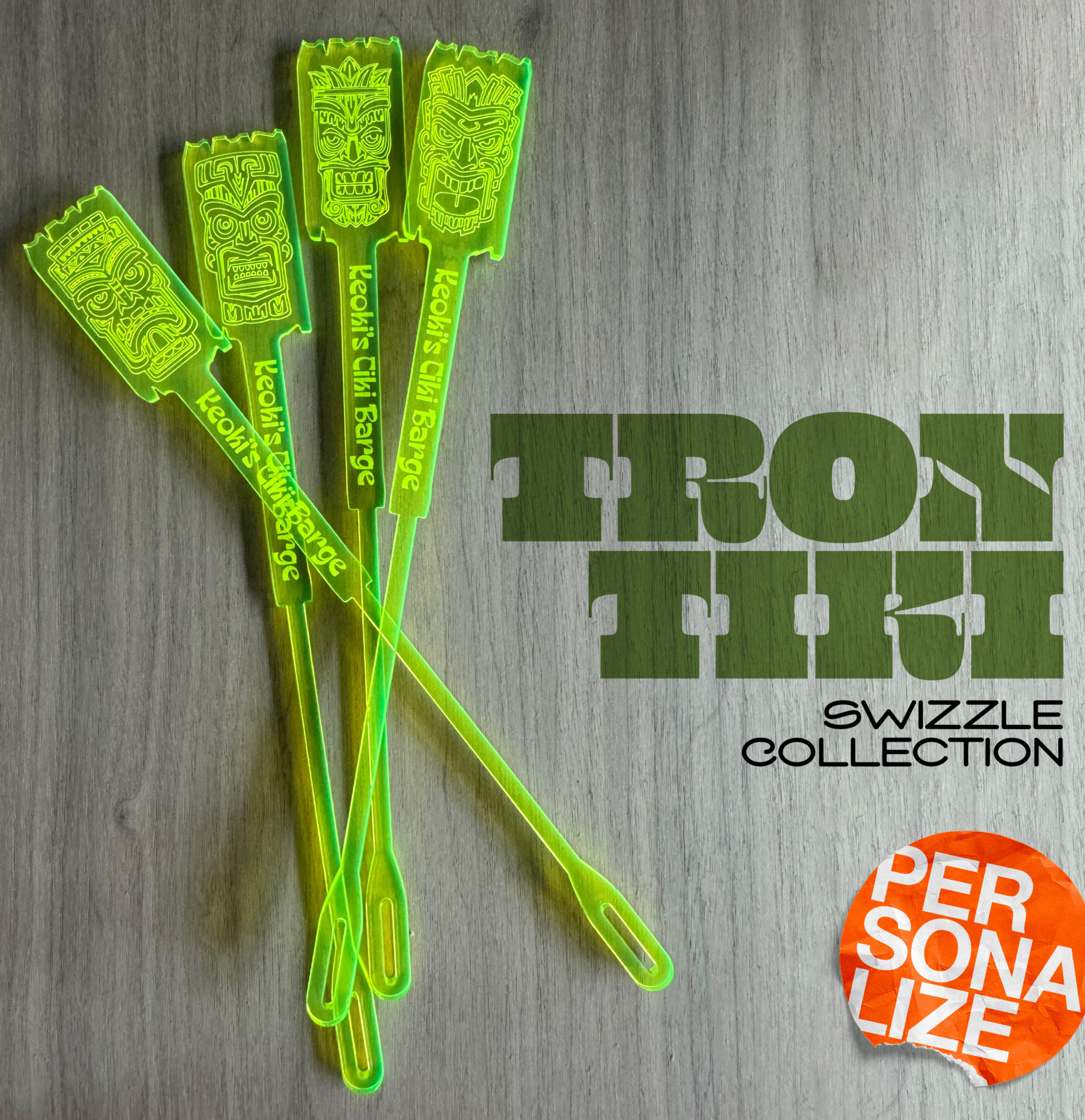 Tiki Tron Swizzle Sticks