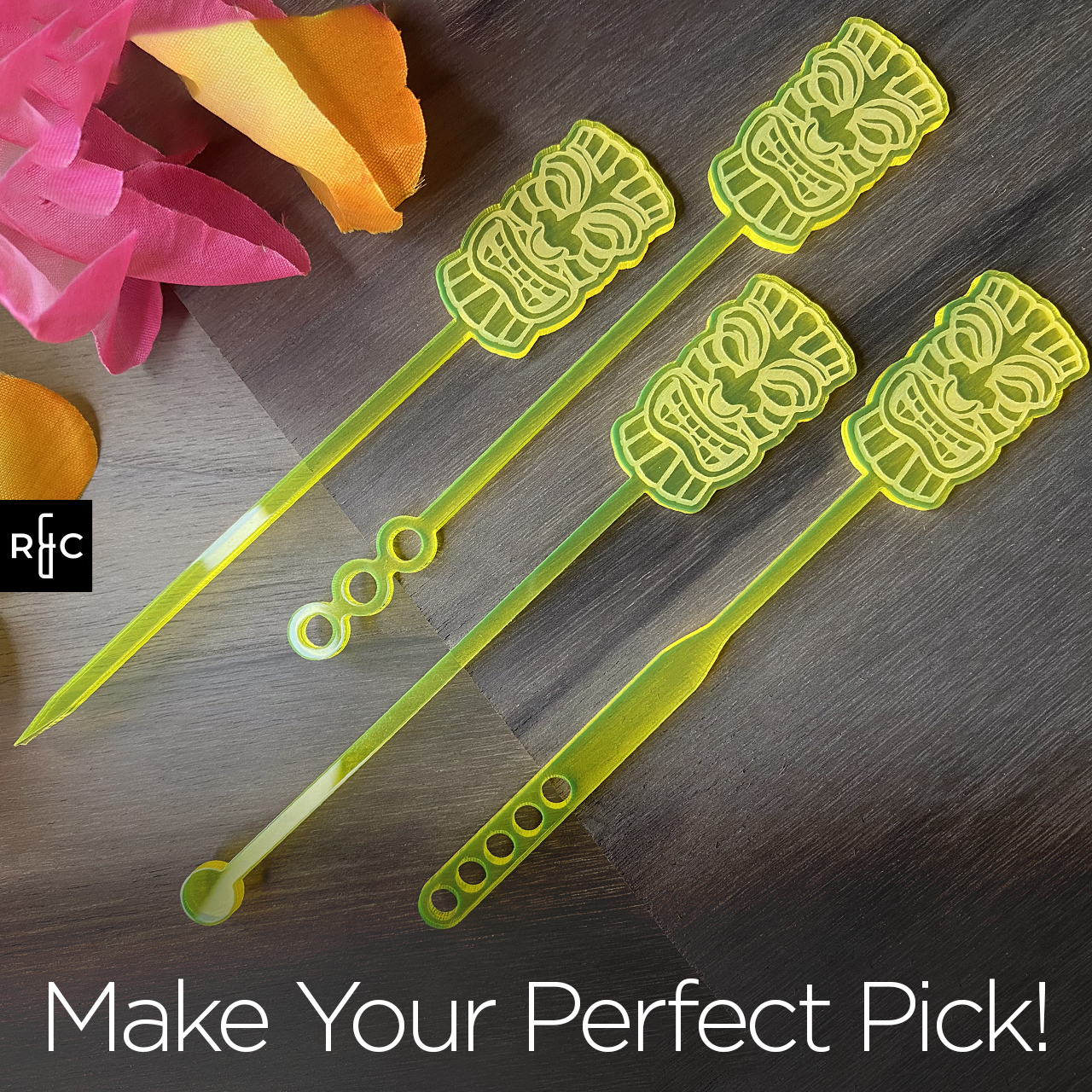 Rivers and Caves Custom Garnish Picks Stirrers