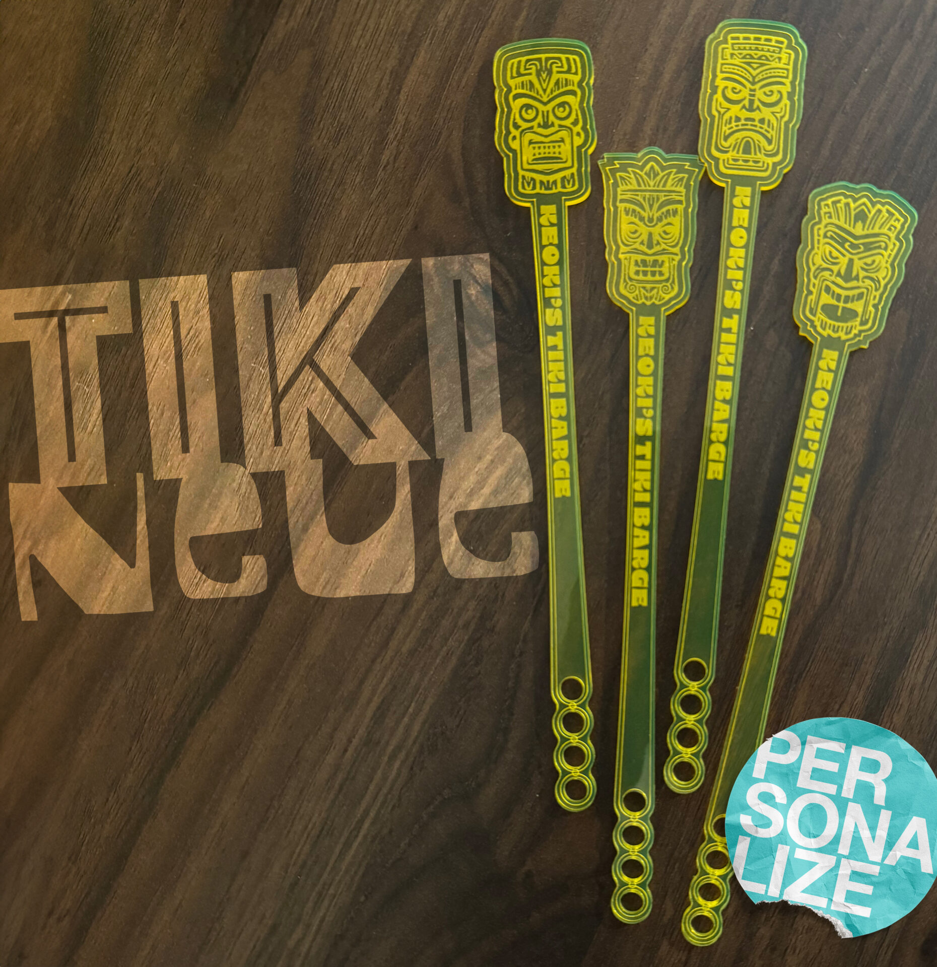 Custom Tiki Drink Swizzle Stirrer Stick