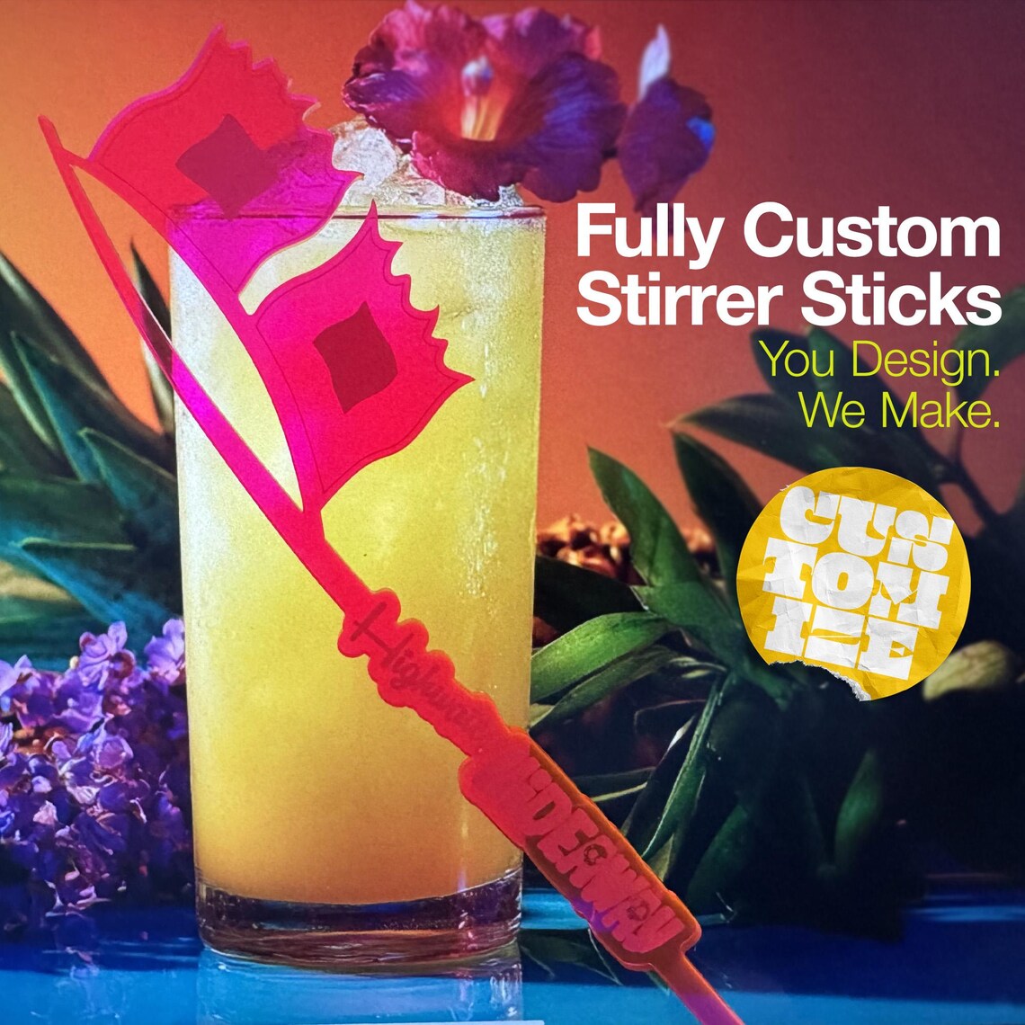 Fully Custom Drink Stirrers by Rivers and Caves dot com