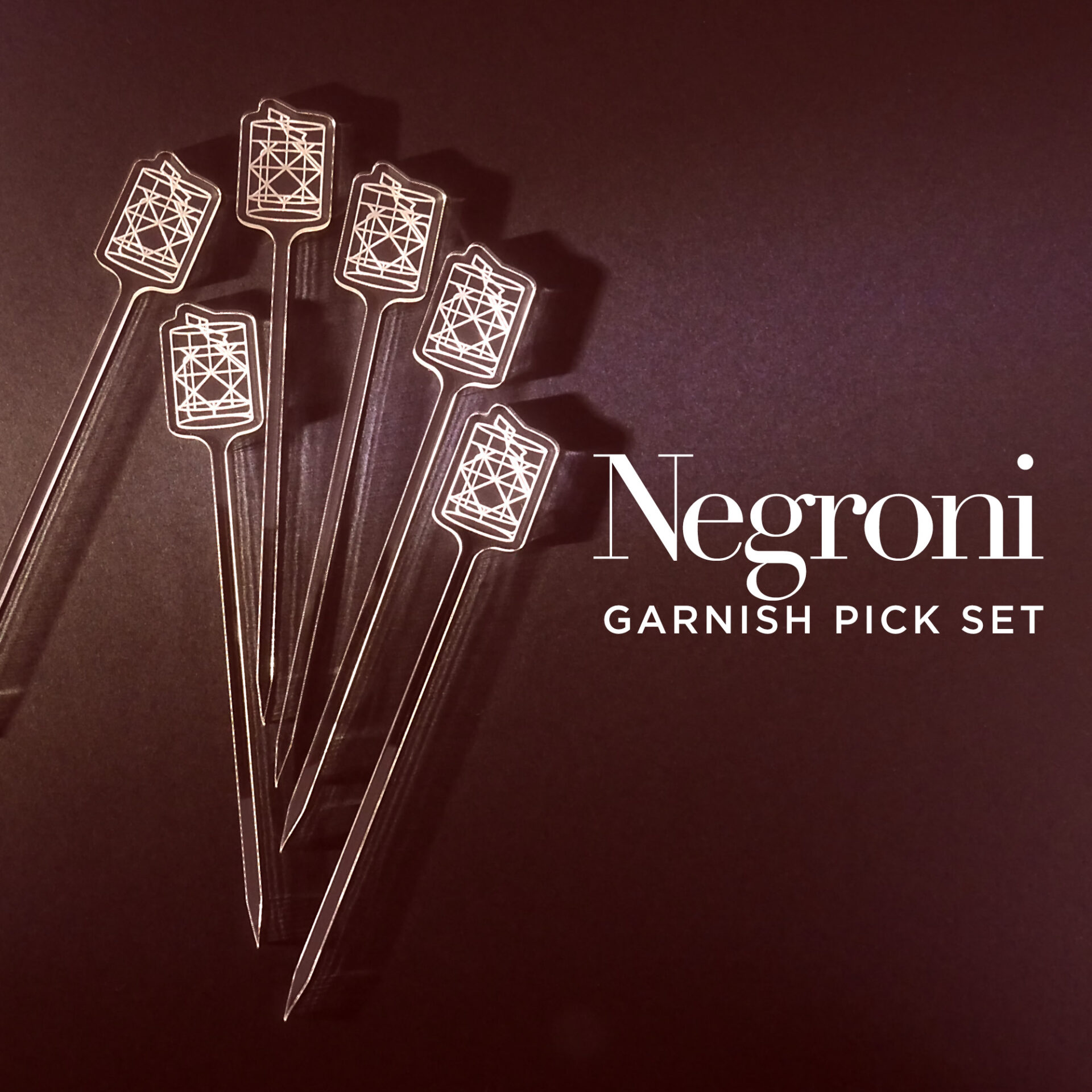 Negroni Garnish Picks – Set of 6 Vintage Art Deco Classic Cocktail Bar Design