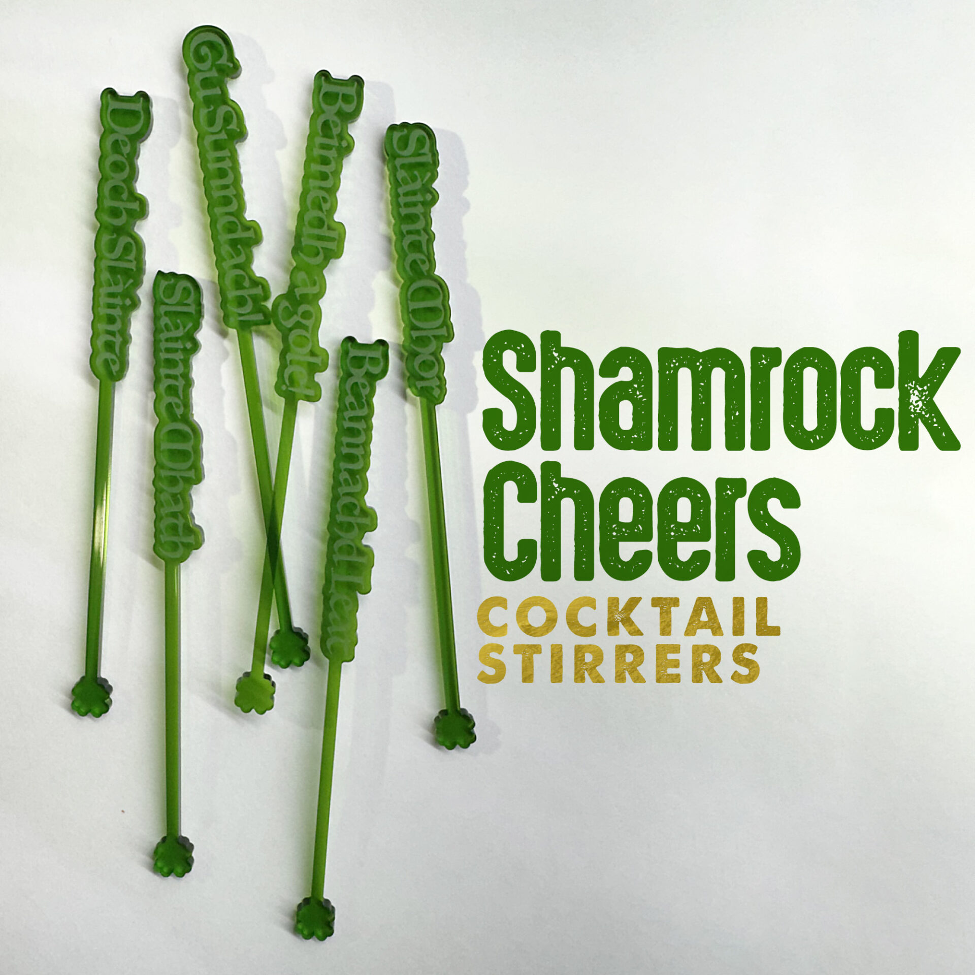 Shamrock Cheers St. Patrick's Day Stirrer set by Rivers and Caves