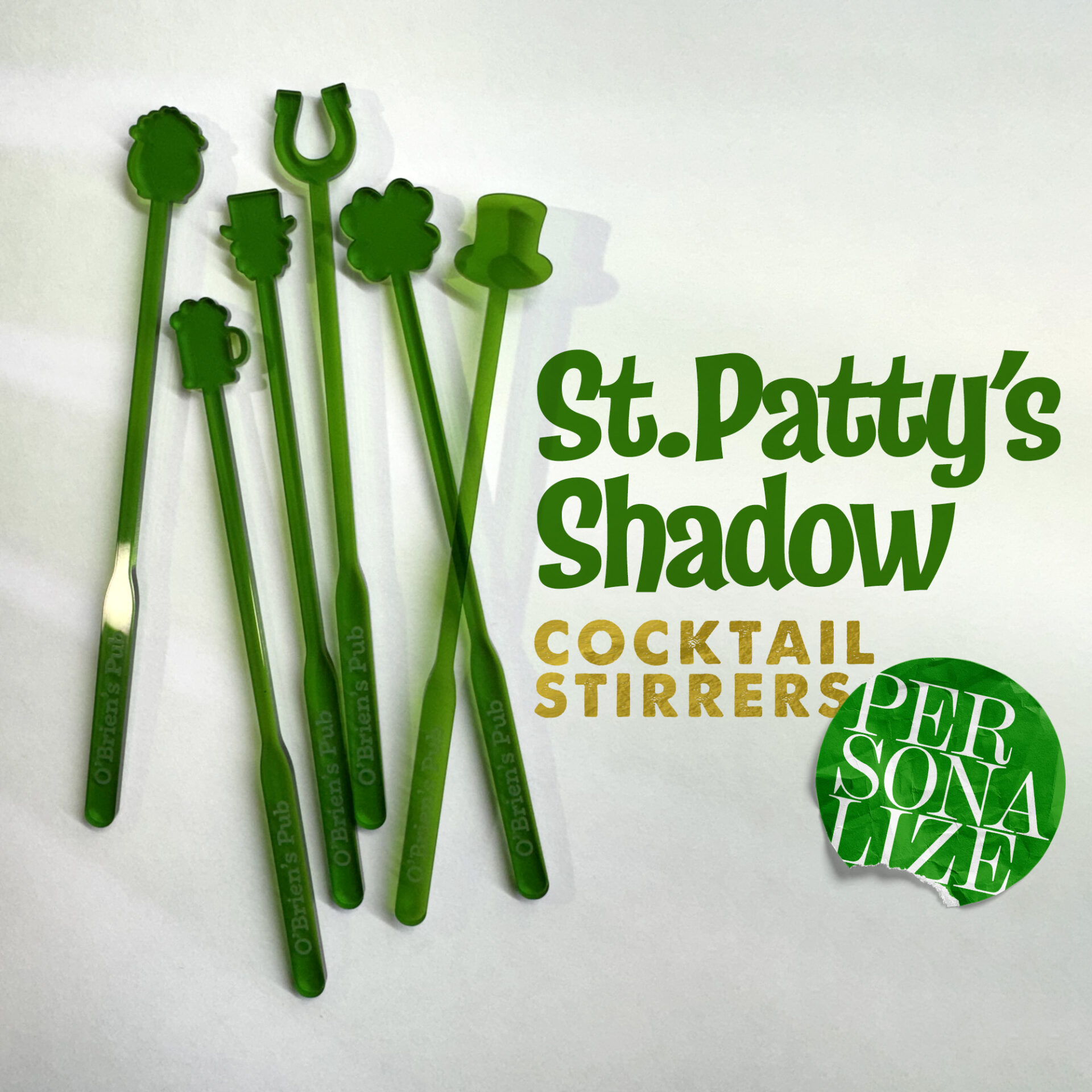 St Pattys Shadow St. Patrick's Day Stirrer set by Rivers and Caves