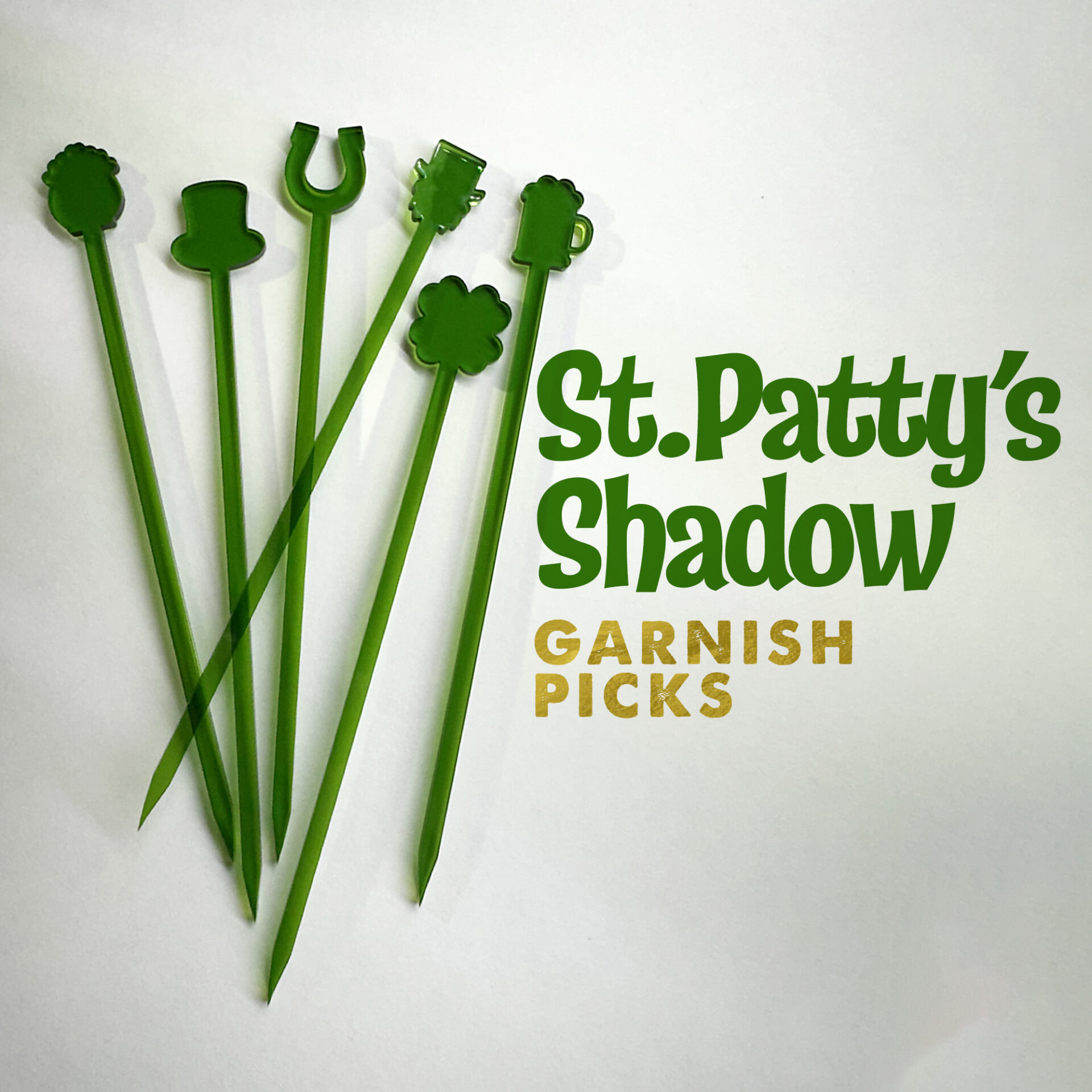 St Pattys Shadow St. Patrick's Day Garnish Pick set by Rivers and Caves