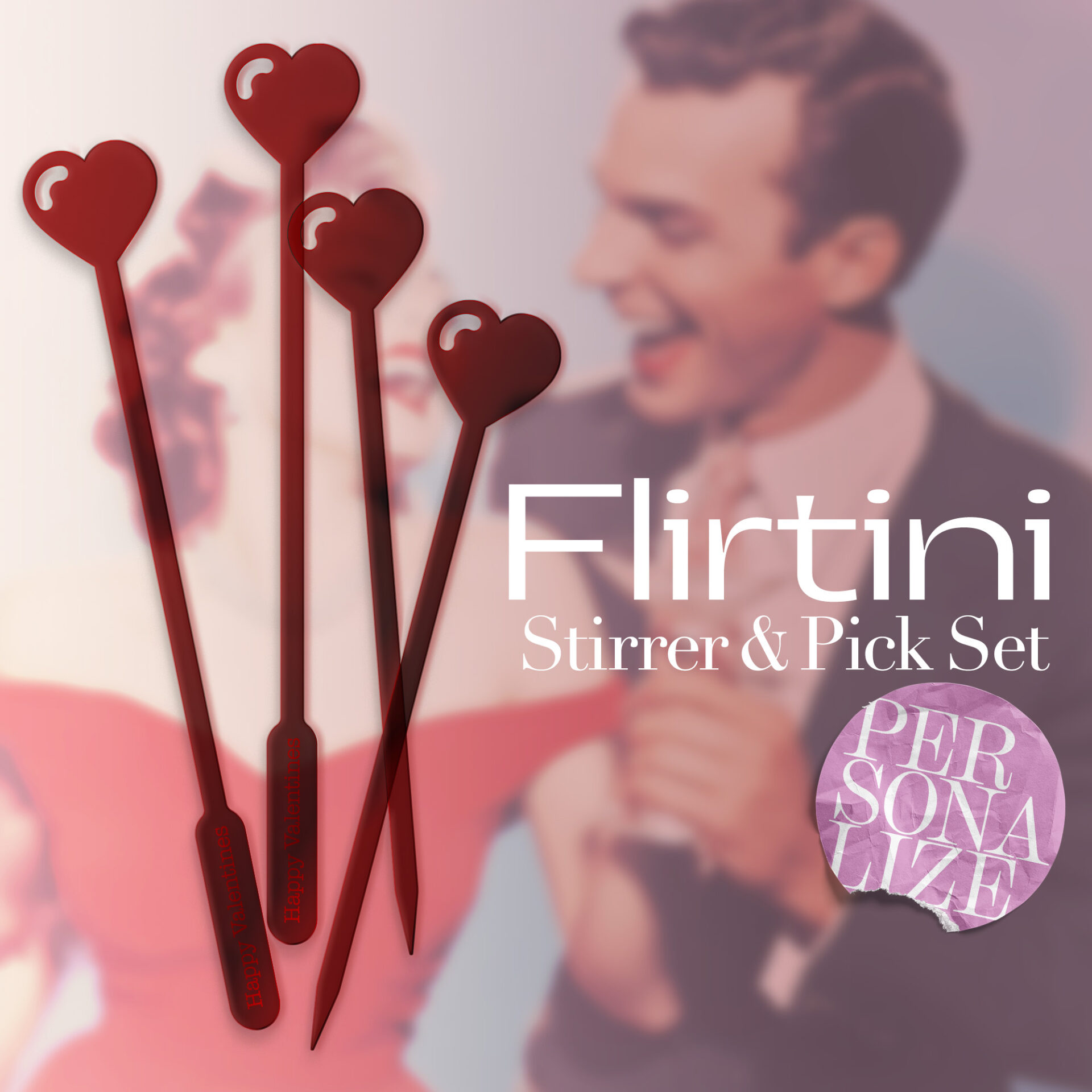 New Valentine’s Day drink stirrer set.