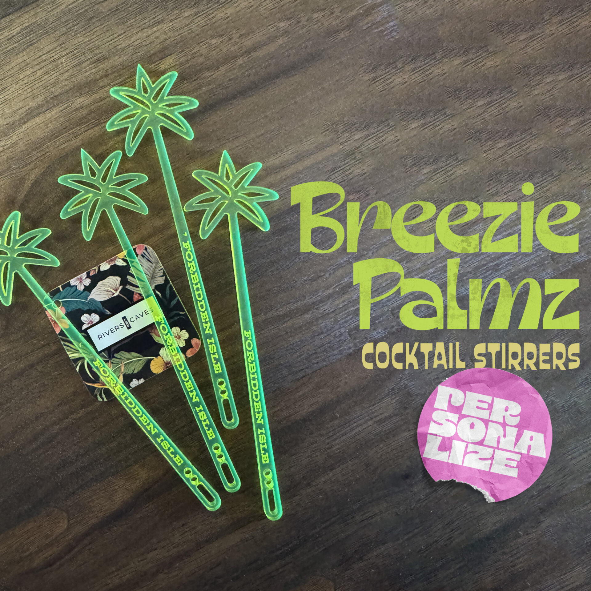 Breezie Palmz Stirrer - Personalized Tiki Swizzle Stick