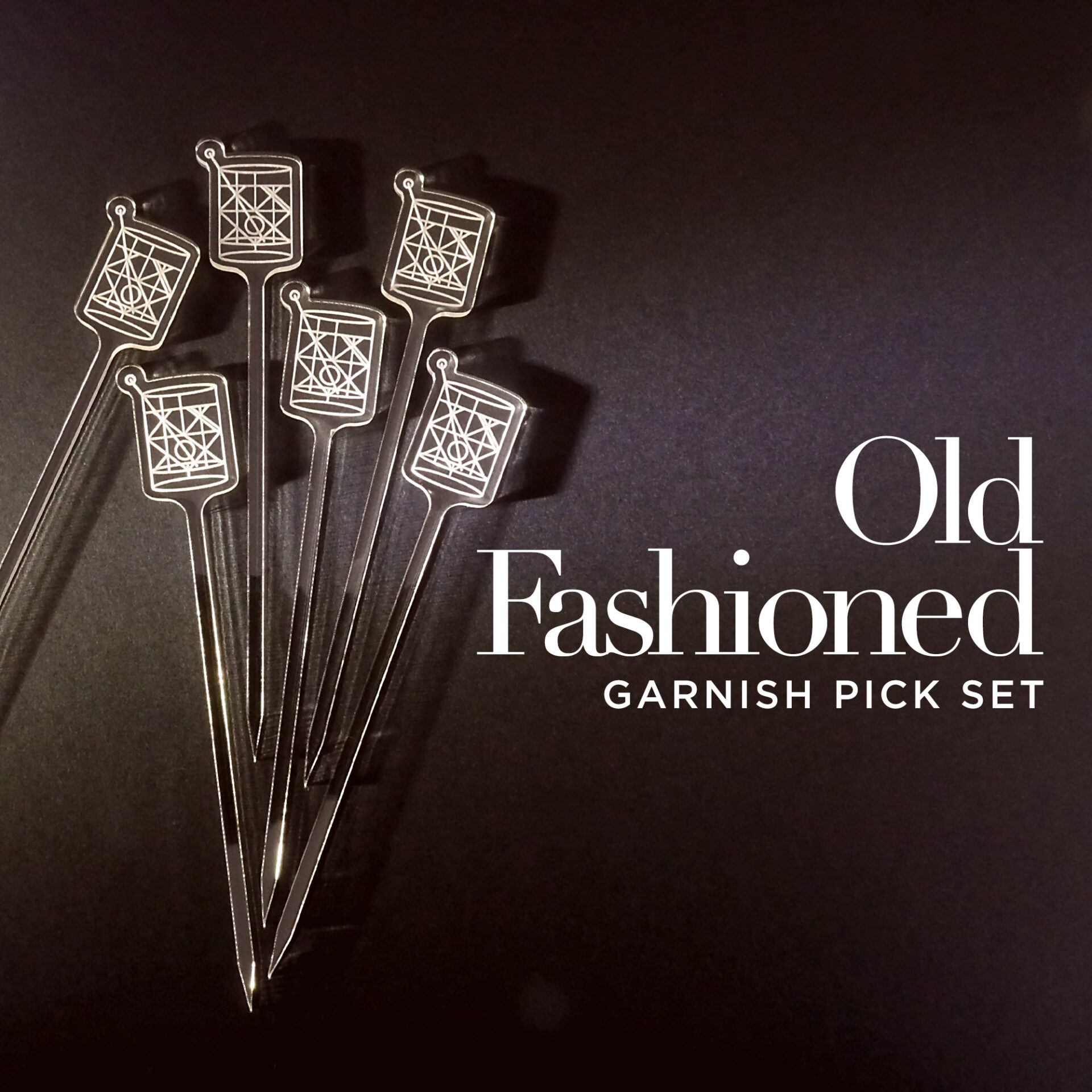 Old Fashioned Garnish Picks – Set of 6 Vintage Art Deco Classic Cocktail Bar Design