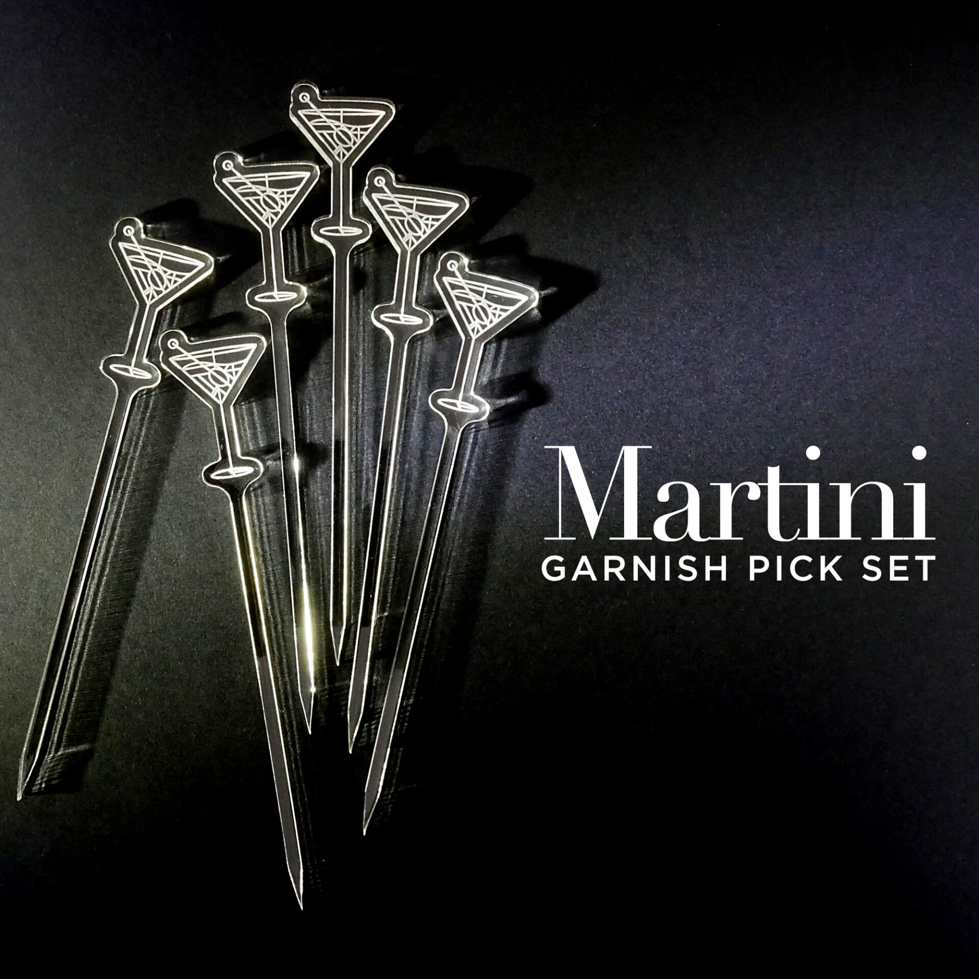 Martini Garnish Picks – Set of 6 Vintage Art Deco Classic Cocktail Bar Design