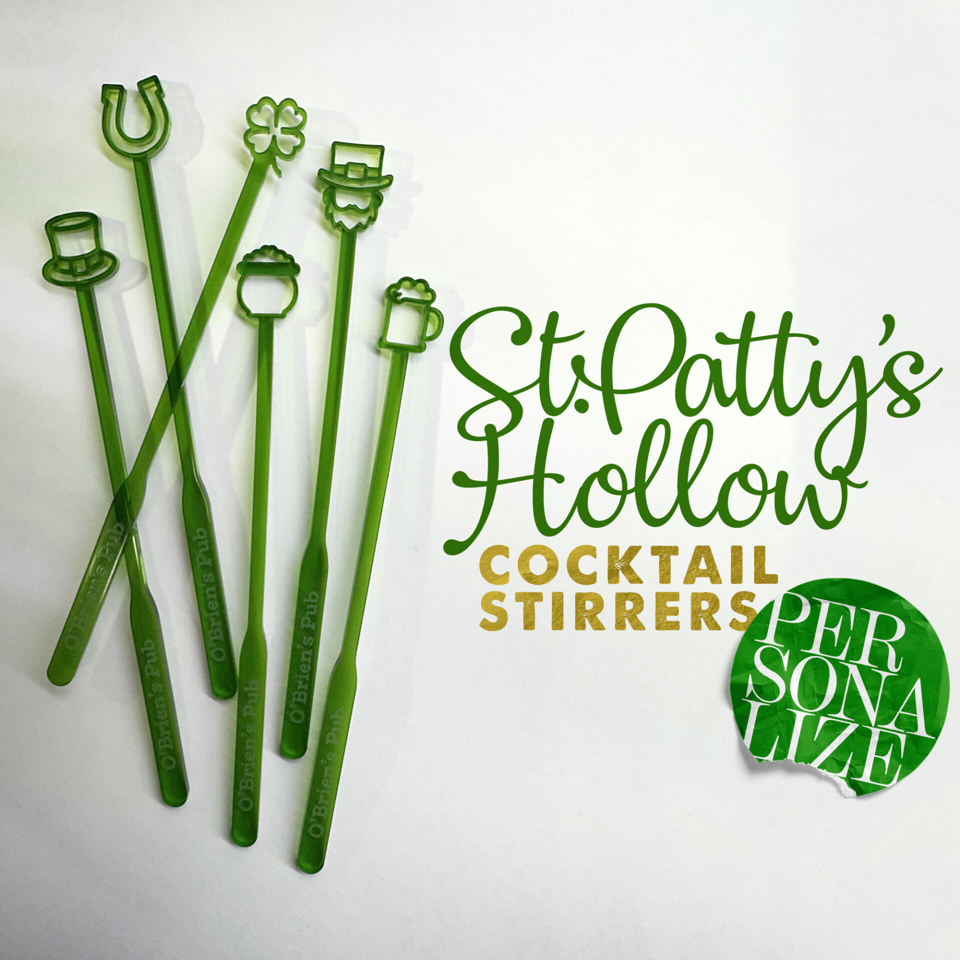 St. Patty's Hollow St Patricks Day Custom Drink Stirrers by Rivers and Caves