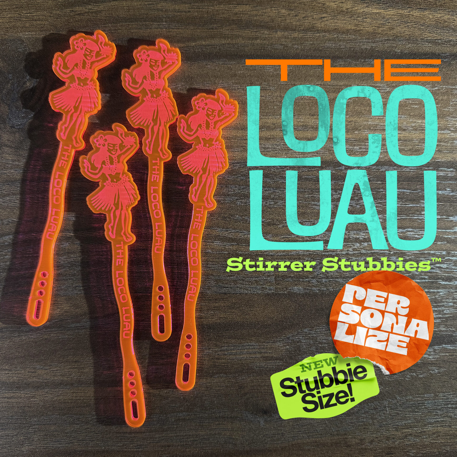 Personalized Loco Luau Drink Stirrers Stubbies by Rivers and Caves