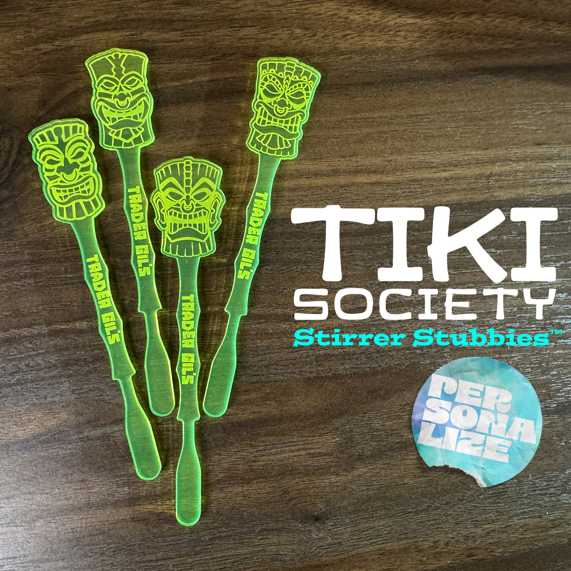 Personalized Tiki Drink Stirrers Stubbies
