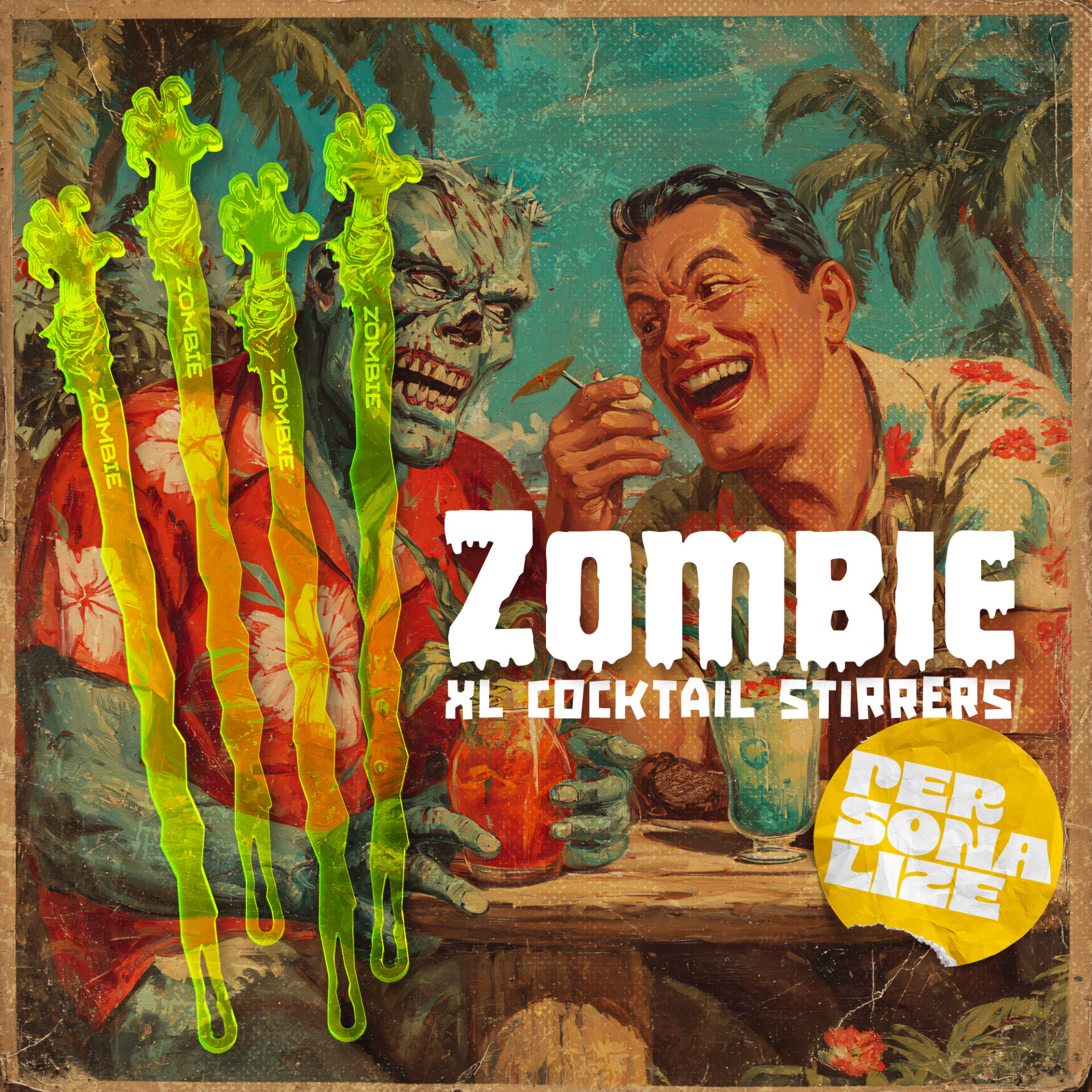 Personalized Zombie Cocktail Swizzles Drink Stirrers by Rivers and Caves