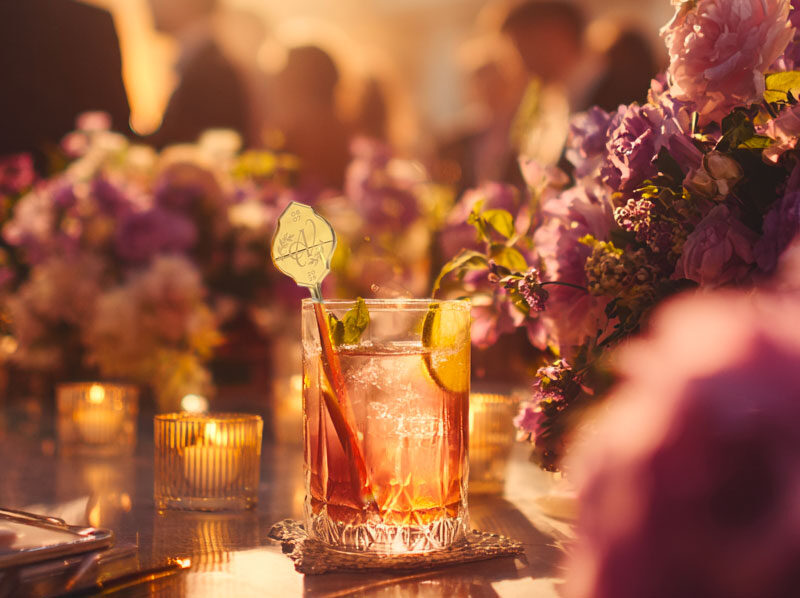 Custom wedding stirrers and garnish picks by Rivers & Caves