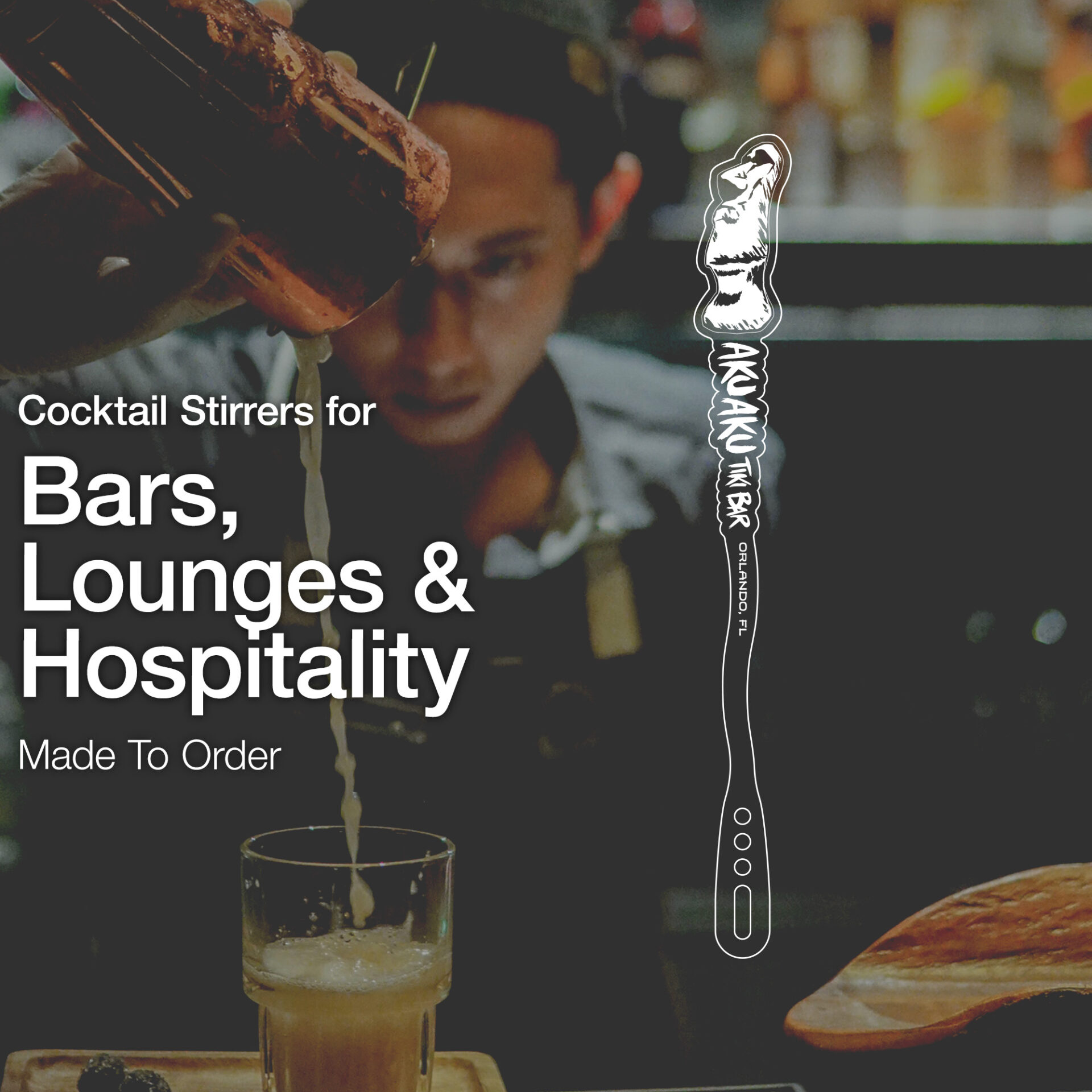 Custom Drink Stirrers for Bars, Lounges and Hotels by Rivers & Caves