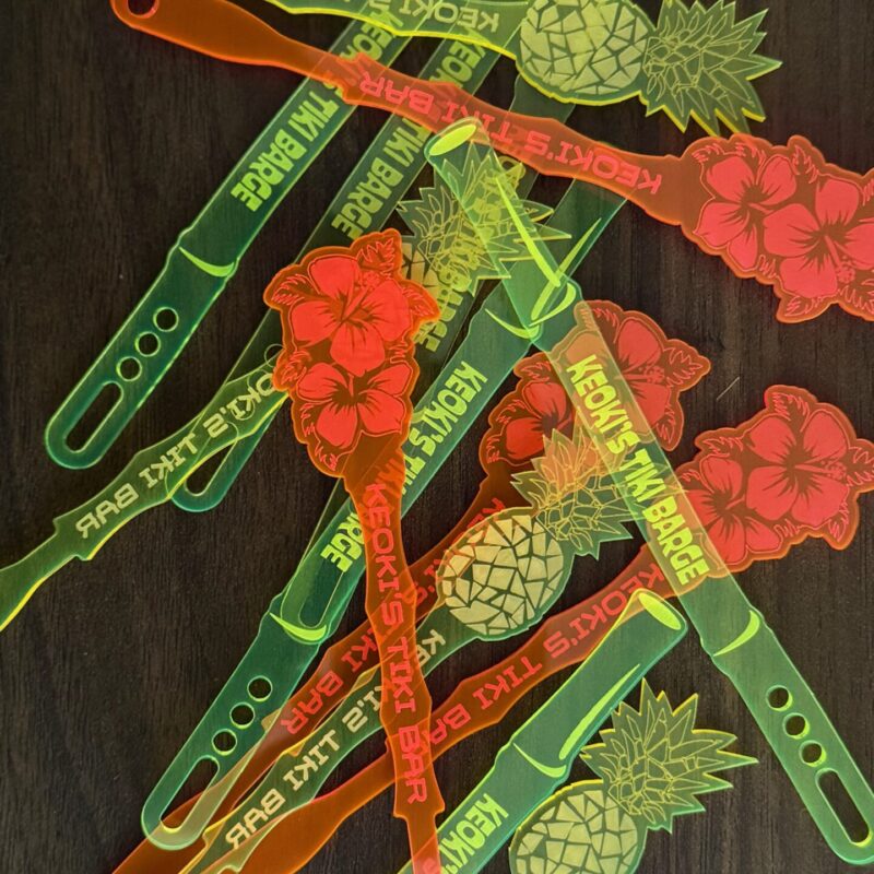 Personalized Drink Stirrers - A great Christmas gift for the home tiki bar enthusiast by Rivers and Caves dot com.