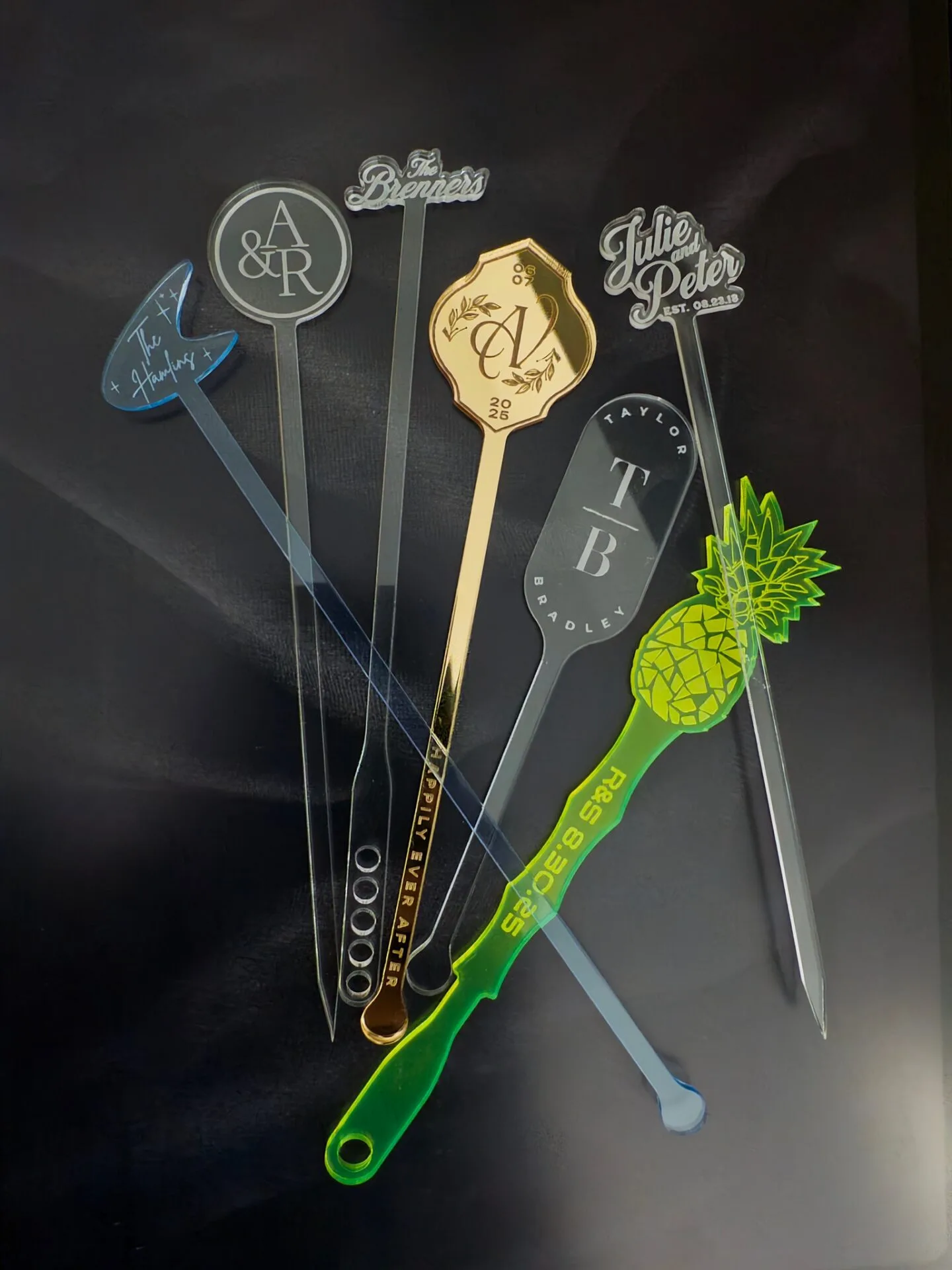 Personalized Stirrers for the Home Bartender by Rivers and Caves dot com - a Great Christmas Gift