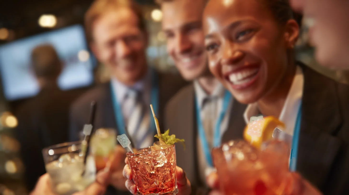 Signature Cocktail with a personalized Drink Stirrer for a corporate event.