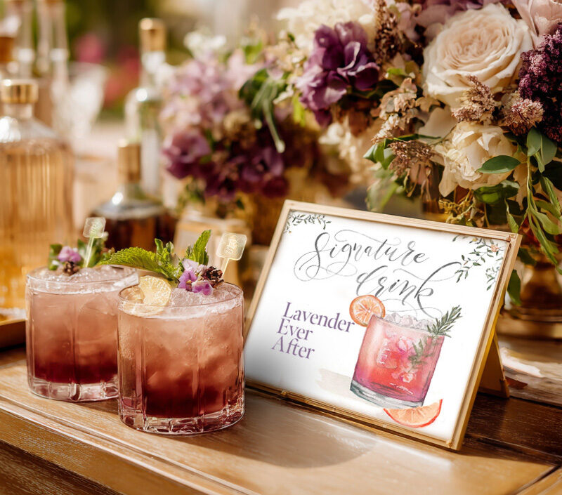 Sophisticated wedding bar styling with signature wedding drinks and thoughtful details wedding planners love
