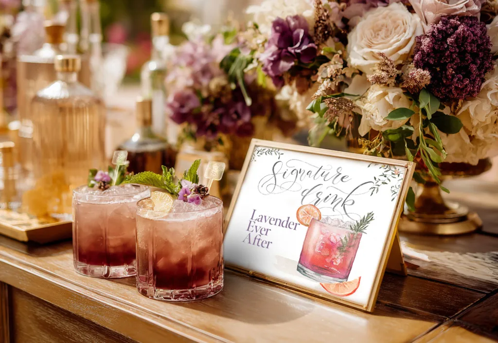 Sophisticated wedding bar styling with signature wedding drinks and thoughtful details wedding planners love