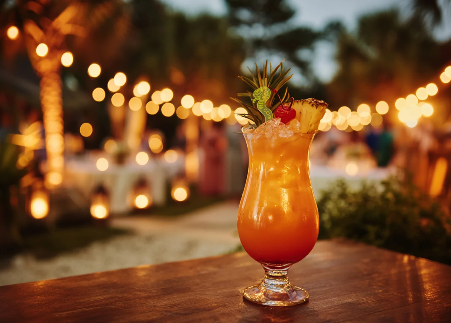Cobras Fang Cocktail Drink Stirrer. Looking for tiki drink garnish ideas? Discover tropical garnishes that elevate cocktails and create a memorable presentation for parties, weddings, and events.