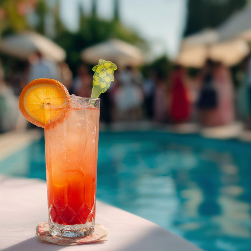 Fun Summer Drink Ideas Your Guests will Love. Hibiscus Personalized Drink Stirrers. Custom Drink Swizzles.