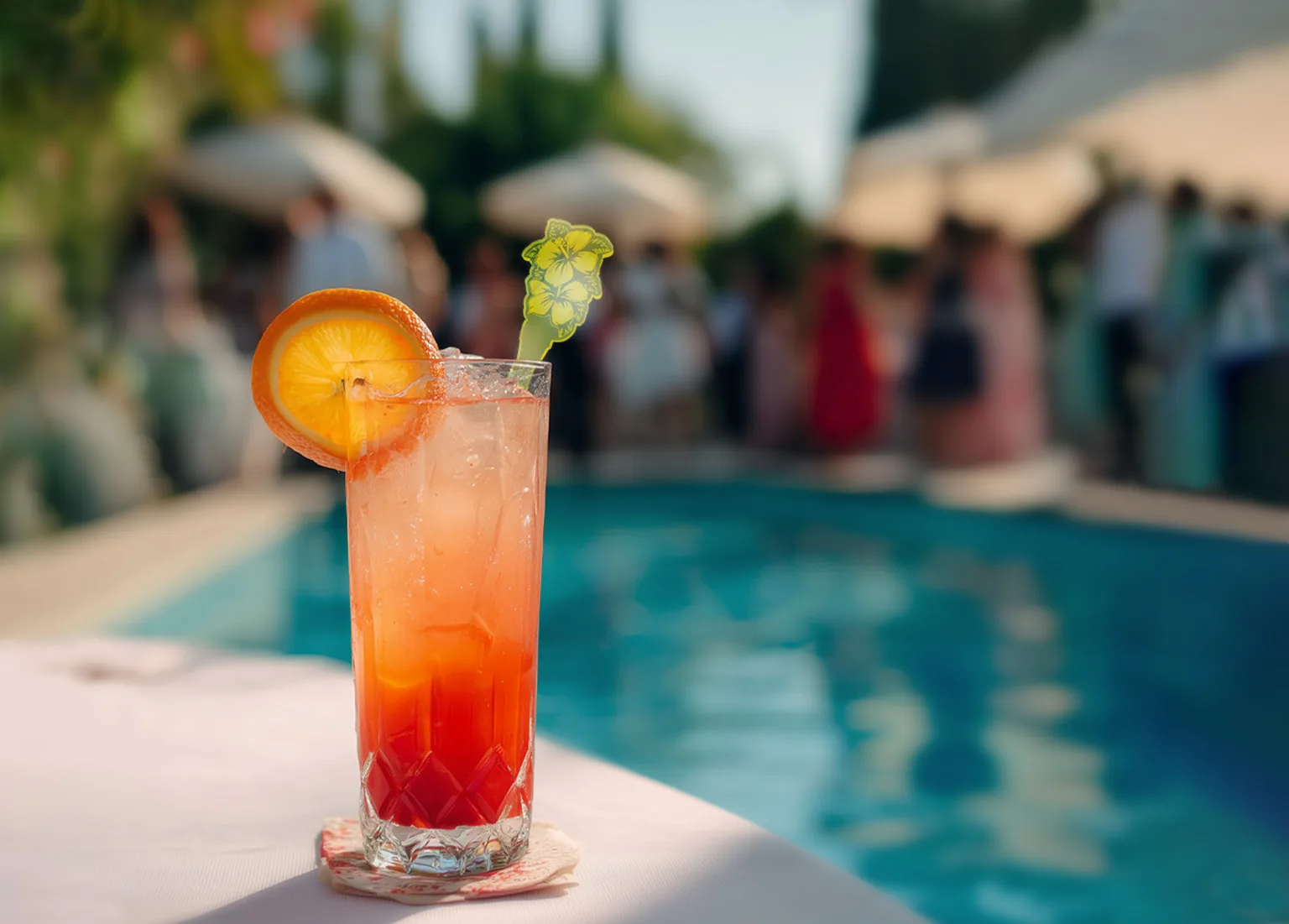 Fun Summer Drink Ideas Your Guests will Love. Hibiscus Personalized Drink Stirrers. Custom Drink Swizzles.