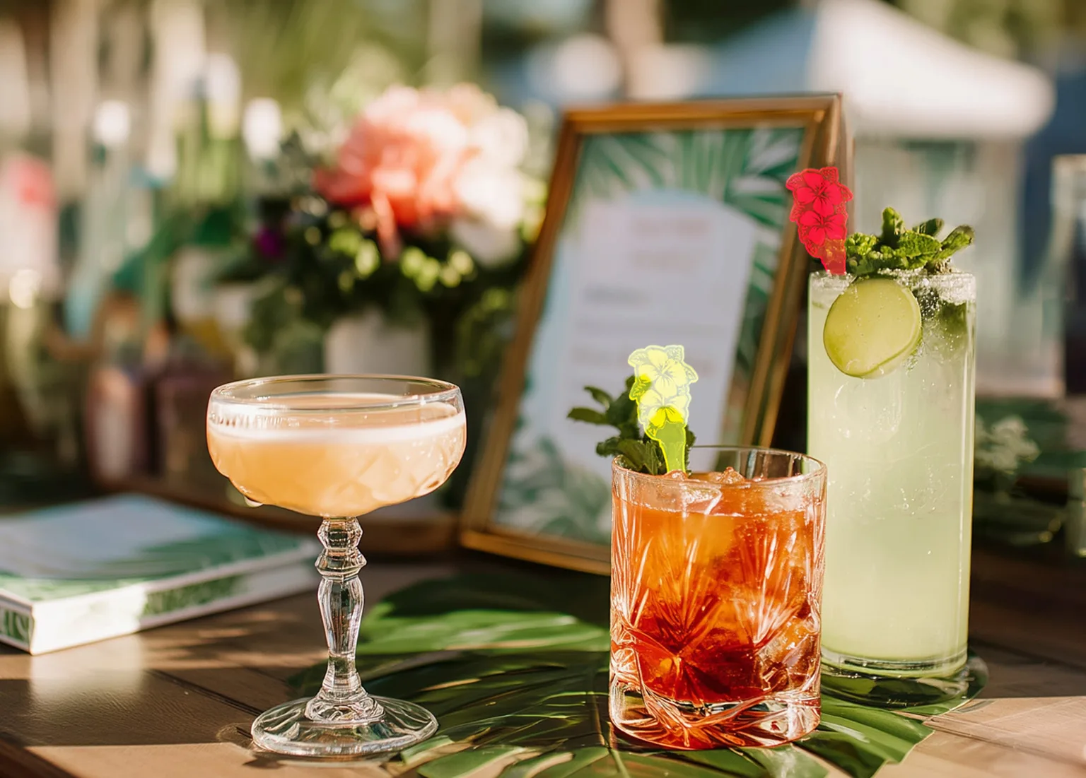 Tropical Wedding Bar Ideas Your Guests Will Never Forget. Custom Branded Drink Stirrers for Weddings and Events.